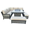 Luxurious Tonal Ratten Corner Set with Fire pit table.